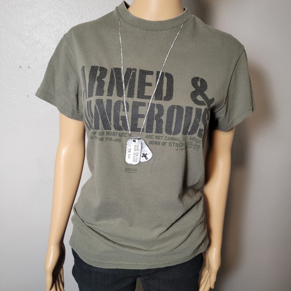 Unisex Small/Medium Christian Graphic Tshirt Olive Green
